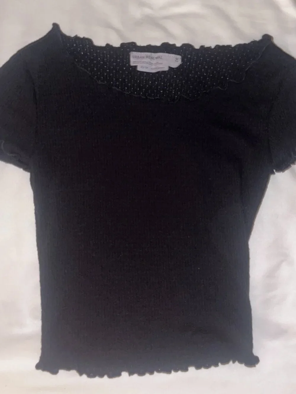 Urban Renewal Cutesy Cropped Black T Shirt, Size XS